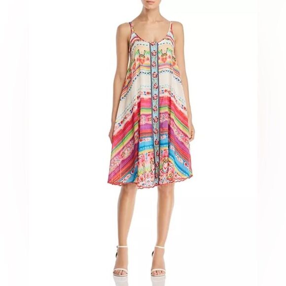 Johnny Was TALEAH PRINTED SCOOP-NECK SLEEVELESS GEORGETTE DRESS XS - Picture 1 of 12